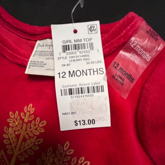 FIRST IMPRESSIONS GIRLS RED HOLIDAY TOP - Picture 5 of 5